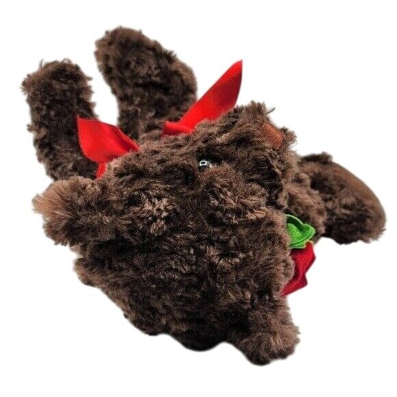 Dan Dee Love Bear Plush Brown 11.5" Sitting Red Rose Ribbon 2014 Valentine's Day - Picture 5 of 10